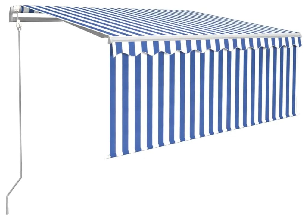 Tenda Automatica Parasole LED Sensore Vento 3x2,5m Blu e Bianco