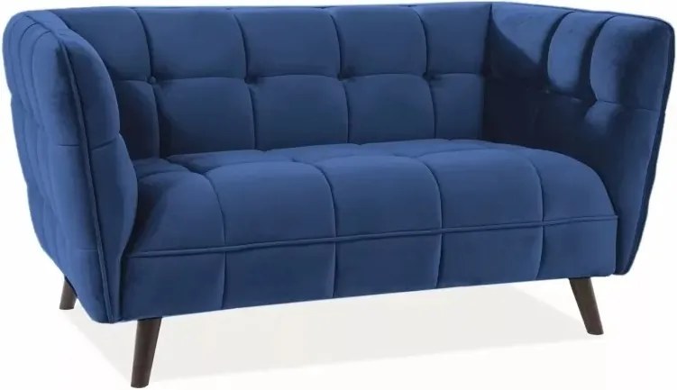 Divano Castello Velvet 2 posti in velluto blu navy Bluvel 86 e struttura in legno wenge – 145x85x78 cm