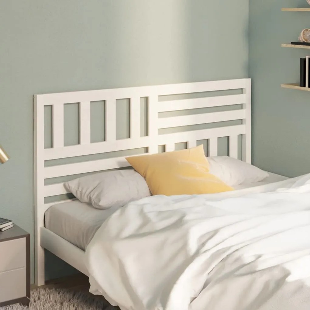 Testiera Per Letto Bianca 156x4x100cm İn Legno Massello Di Pino /