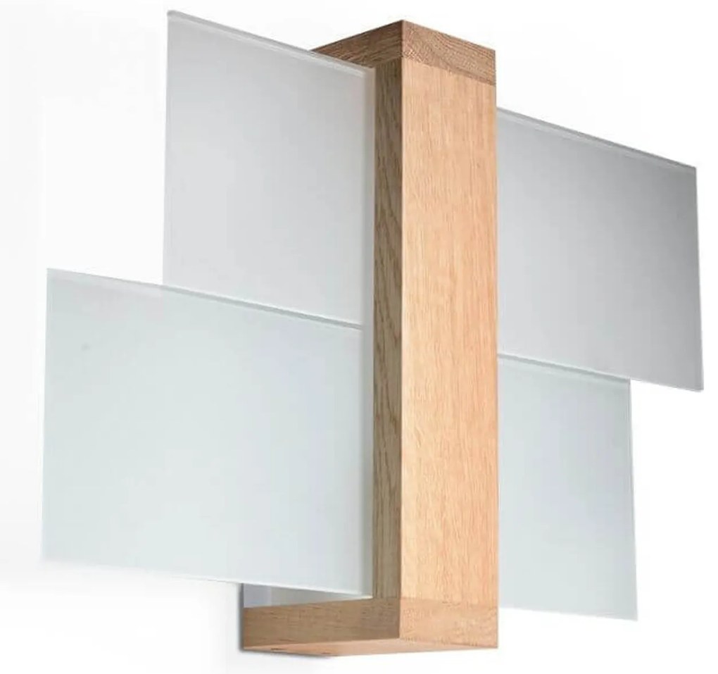 Applique da Soffitto Legno naturale e Vetro FENIKS 1 E27 da Interno