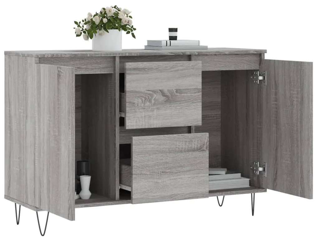 Credenza grigio sonoma 104x35x70 cm in legno multistrato