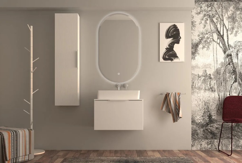 Mobile da bagno sospeso sotto lavabo L 70 x H 43 x P 44 cm bianco laccato opaco, 3 cassetti BADEN HAUS MODULA