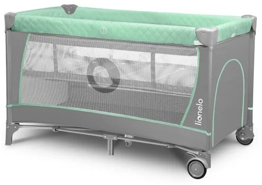 Lionelo - Lettino da viaggio FLOWER Turchese