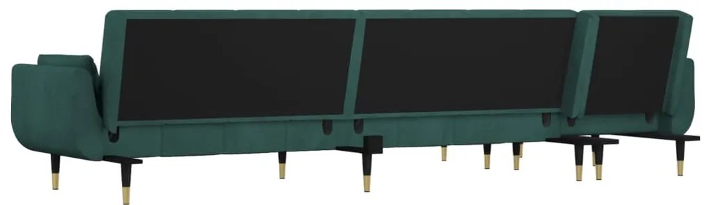 Divano letto a l verde scuro 275x140x70 cm in velluto