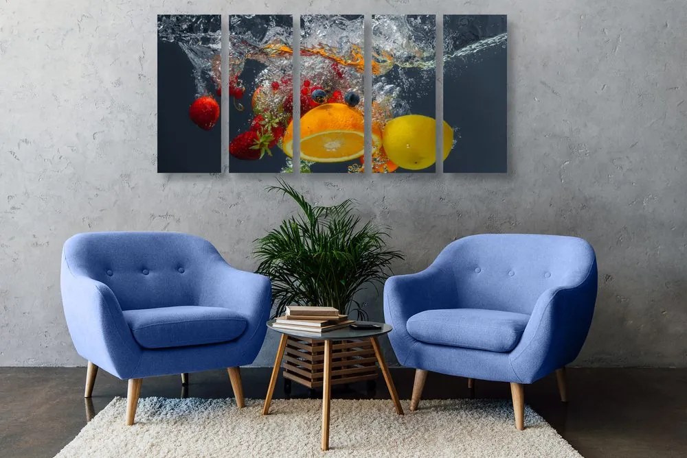 Quadri 5 pezzi – Frutta nell'acqua