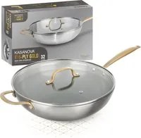 Wok 32 cm triplo strato Tri Ply - Gold con coperchio