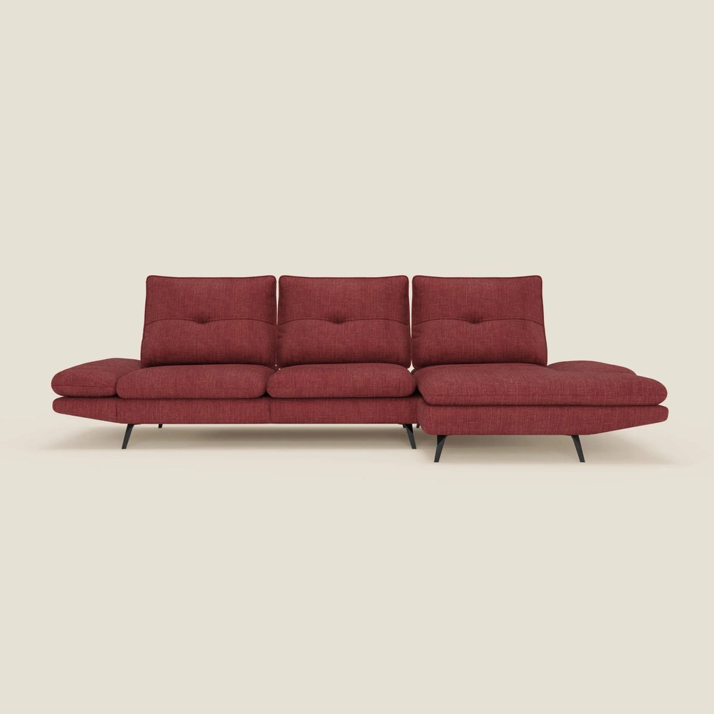 Ardex Divano con penisola - schienali traslanti e braccioli regolabili in elegante tessuto impermeabile T06 rosso