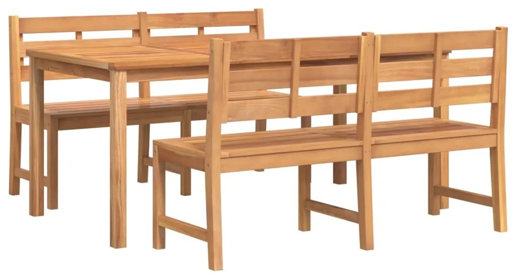 Set da Pranzo per Giardino 3 pz in Legno Massello di Teak