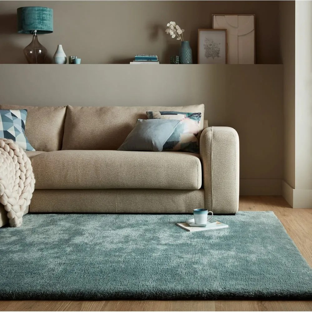Tappeto in pelliccia sintetica color petrolio 160x230 cm Faroe Wool Look Fur - Flair Rugs