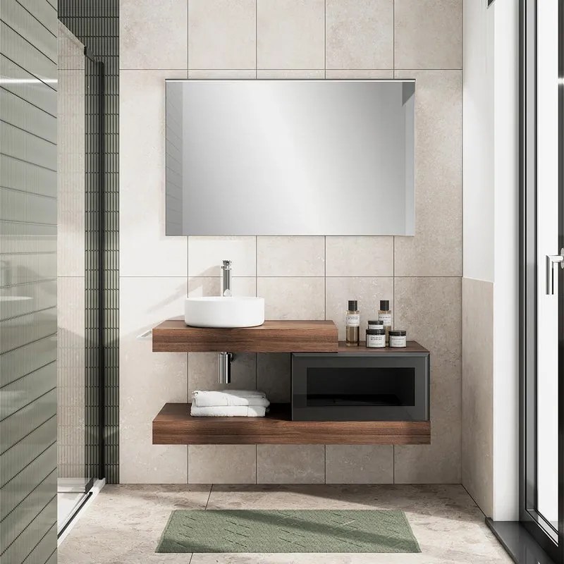 Mobile da bagno da fissare sotto lavabo L 60.3 x H 30 x P 46 cm grigio grafite, 1 cassetto Star