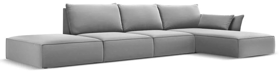 Divano angolare grigio chiaro (con penisola a destra/con chaise lounge) con rivestimento in velluto Vanda – Mazzini Sofas