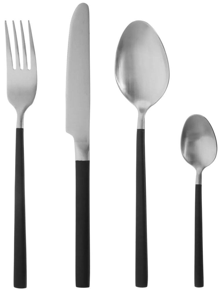 Set 24 posate acciaio inox manico nero Supreme