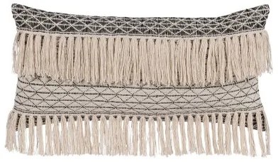 Cuscino Cotone Nero Beige 30 x 60 cm