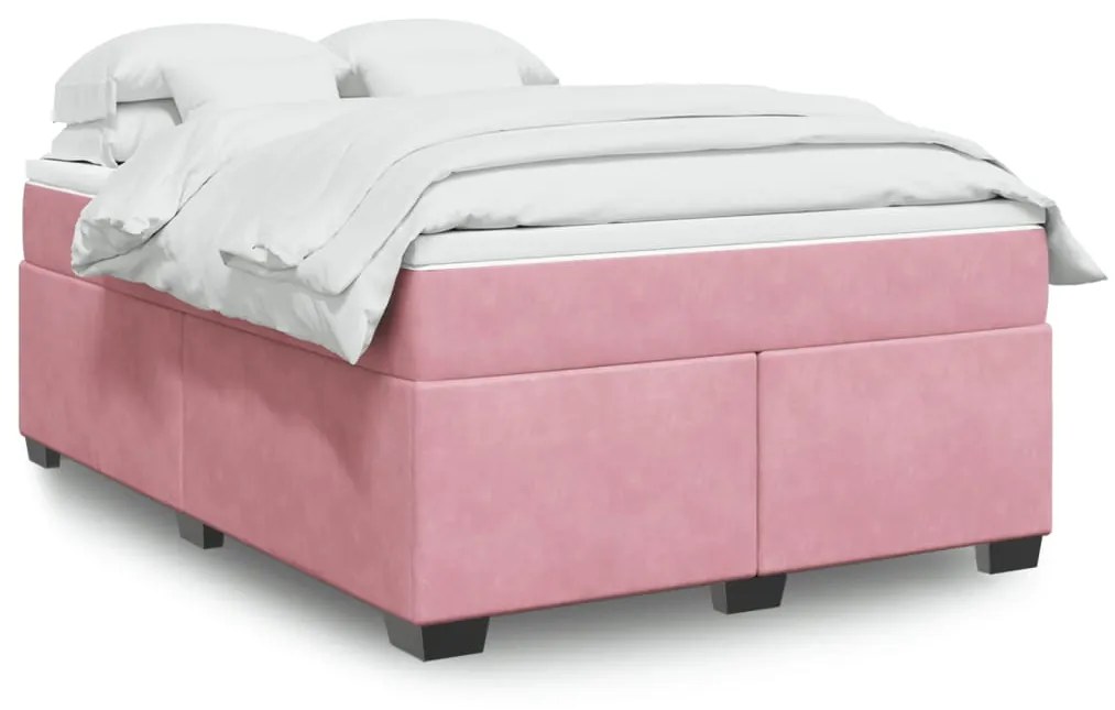 Giroletto A Molle Con Materasso Rosa 160x200 Cm İn Velluto /