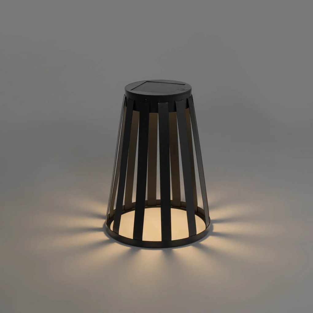 Lampada da tavolo da esterno nera con LED dimmerabile a 3 livelli, solare e ricaricabile - Penny