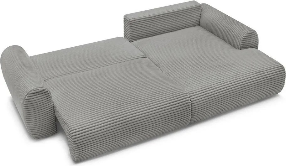 Divano angolare in grigio scuro allungabile (con penisola a destra) con rivestimento in velluto a coste Lucien – Bobochic Paris