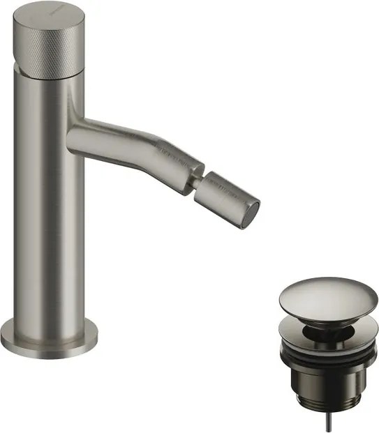 Rubinetto per bidet getto laminare cristallino LOOP K SANYCCES argento spazzolato lucido