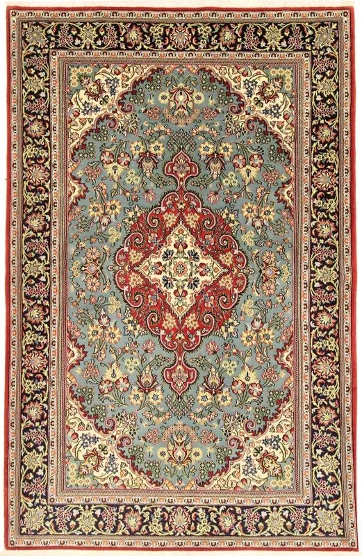 Ghom Tappeto persiano 150x230 Verde (Iran) Annodato A Mano