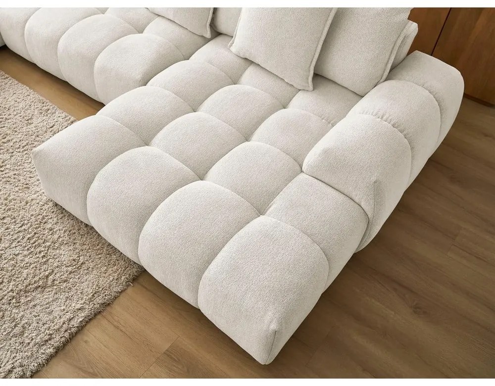 Divano angolare bianco allungabile e con contenitore (penisola a sinistra/a U) con rivestimento in ciniglia Everest – Bobochic Paris