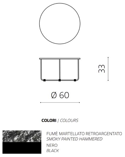 Tavolino tondo con piano vetro temperato effetto martellato Fumč JON 60