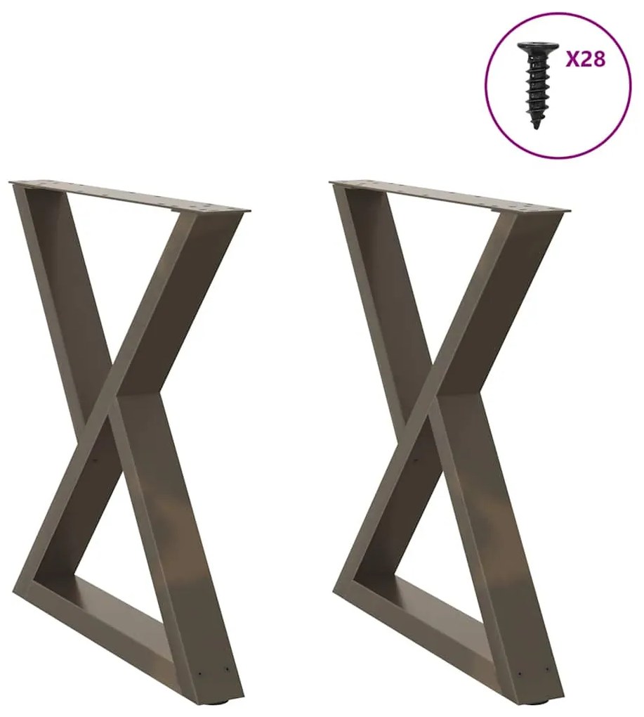 Gambe Per Tavolo Da Pranzo 2 Pz Naturale 80x(72-73,3)cm Acciaio /
