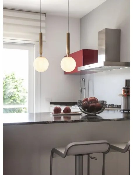 Redo 01-3130 - Lampadario a sospensione con filo HAIKU 1xE14/28W/230V diametro 15 cm ottone