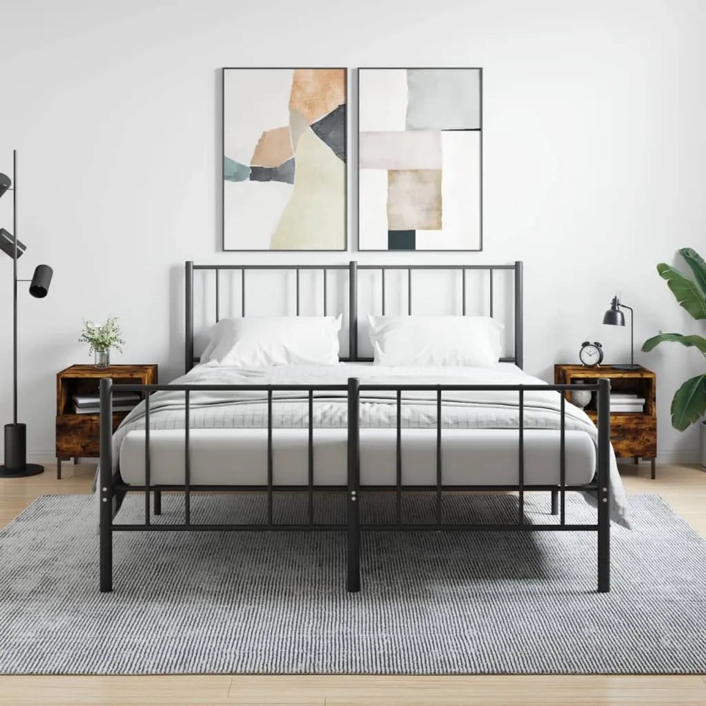 Comodini 2 pz rovere fumo 40x35x47,5 cm in legno multistrato