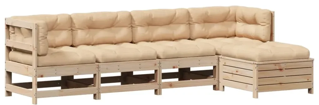 Set divani giardino 6 pz con cuscini in legno massello di pino