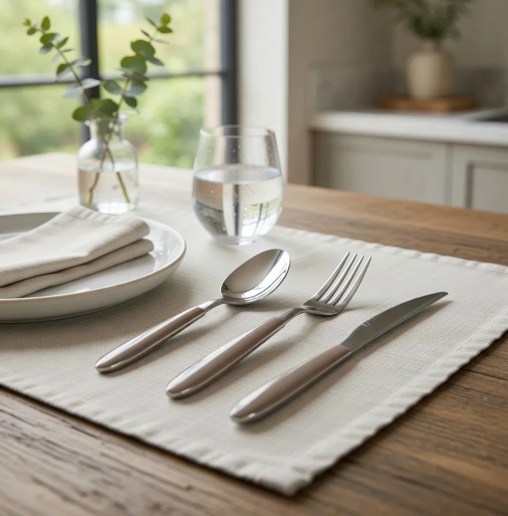 Servizio Set di Posate 24 pezzi in Acciaio Inox Eme Vero Nocciola 408...