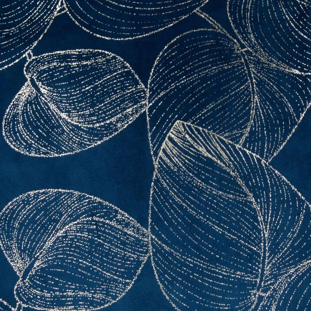Tovaglia centrale in velluto con stampa di foglie blu lucido Larghezza: 35 cm | Lunghezza: 220 cm