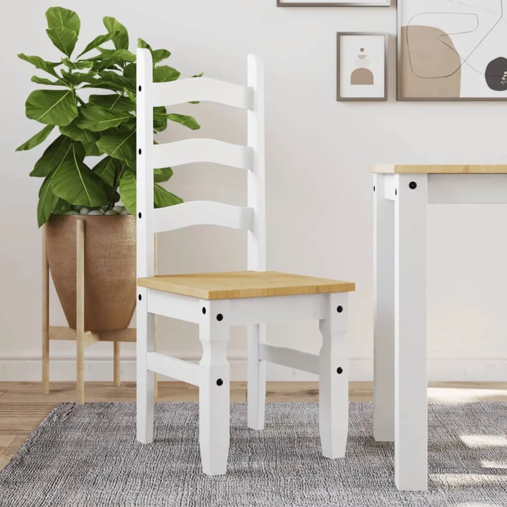 Sedie Da Pranzo 2 Pz Corona Bianche 42x47x107cm Legno Massello Di Pino /