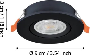 Eglo 902264 - Faretto da incasso BARRANCO LED/4,8W/230V nero