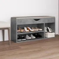 Panca Scarpe con Cuscino Grigio Cemento 104x30x49cm Multistrato 326754