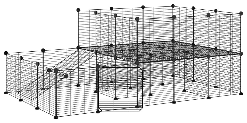 Gabbia per animali 44 pannelli con porta nera 35x35 cm acciaio