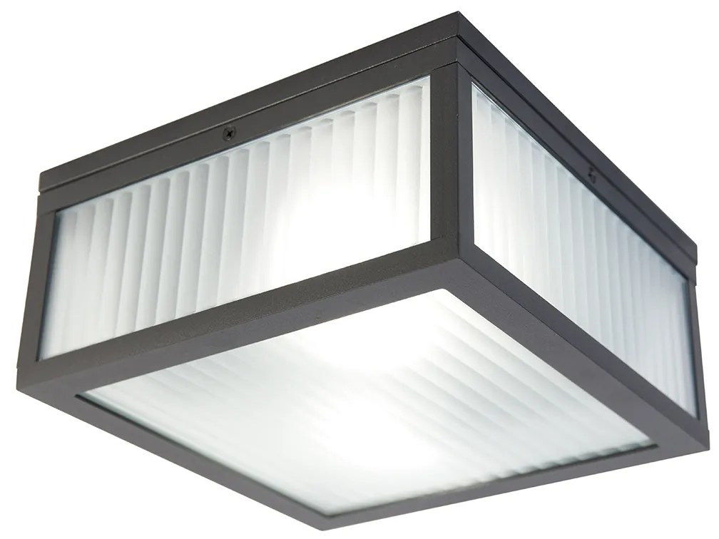 Plafoniera da esterno smart nera con vetro scanalato con WiFi A60 - Charlois