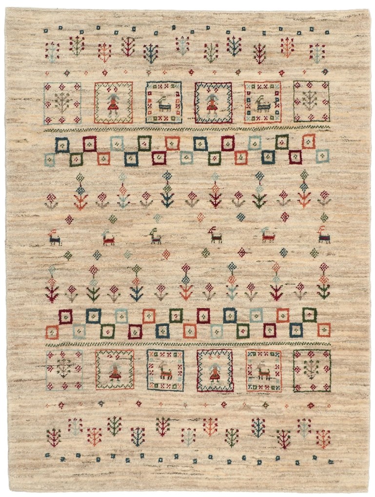 Gabbeh Tappeto 110x140 (Iran) Annodato A Mano