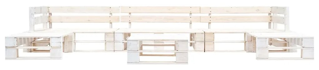 Set divani da giardino su pallet 6 pz in legno bianco