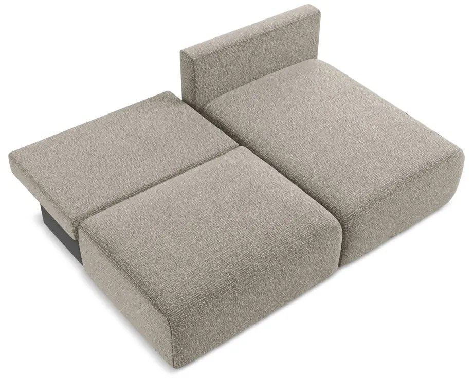 Divano angolare beige allungabile/con contenitore (con penisola a destra) Kalena – Makamii