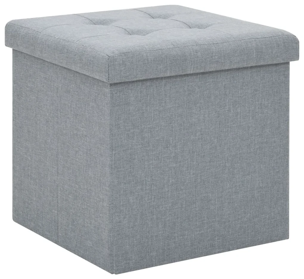 Pouf pieghevole con contenitore grigio chiaro in simil lino