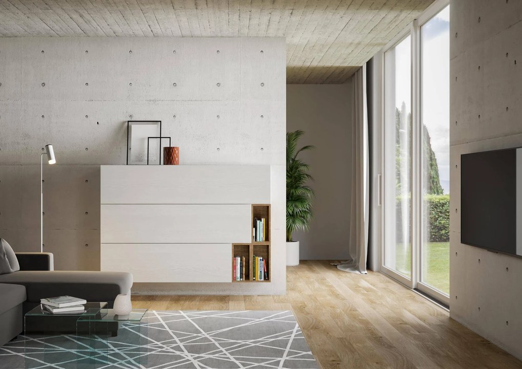 Parete Soggiorno Isoka A19 con Pensili Profondi e Personalizzabili
