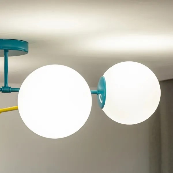 Plafoniera MOON 4xE27/15W/230V turchese/giallo