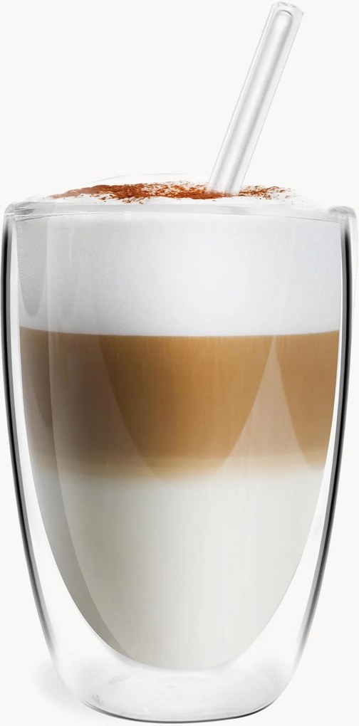 Set di 6 tazze da caffè in vetro borosilicato a doppia parete con cannuccia Vita