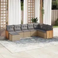 Set Divano da Giardino 8 pz con Cuscini Beige in Polyrattan 3227928