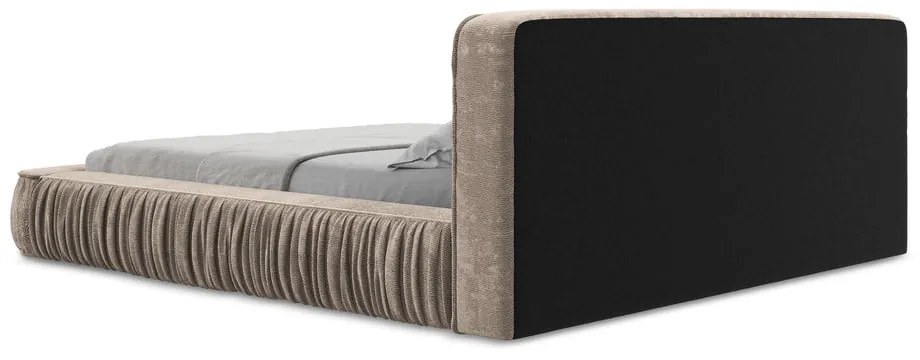 Letto matrimoniale imbottito beige con contenitore e rete inclusi 180x200 cm Keoni – Makamii
