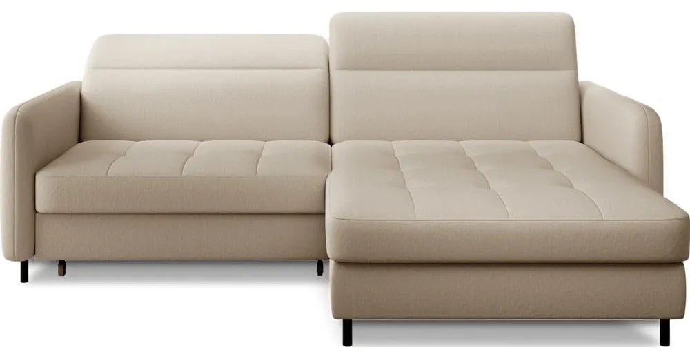 Divano angolare beige allungabile/con contenitore (con penisola a destra/con chaise lounge) e rivestimento in velluto Gomsi – ELTAP