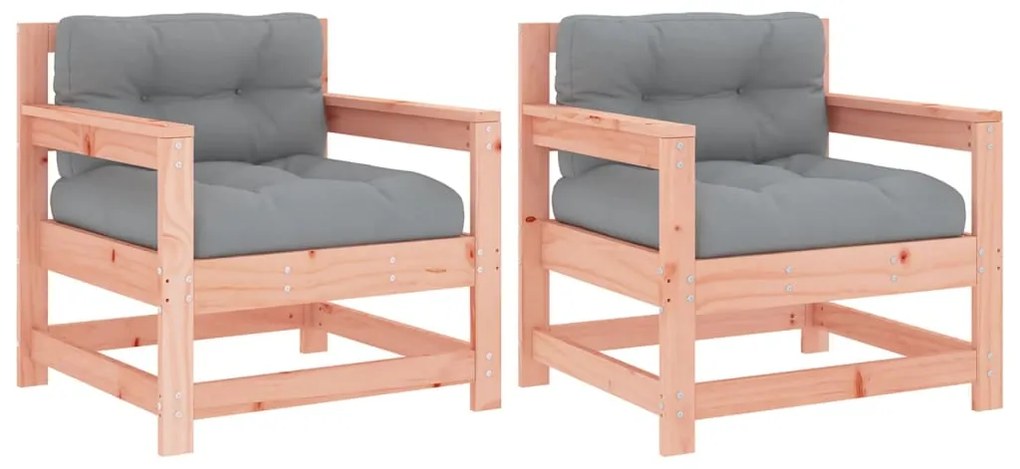 Sedie da giardino con cuscini 2 pz in legno massello di douglas