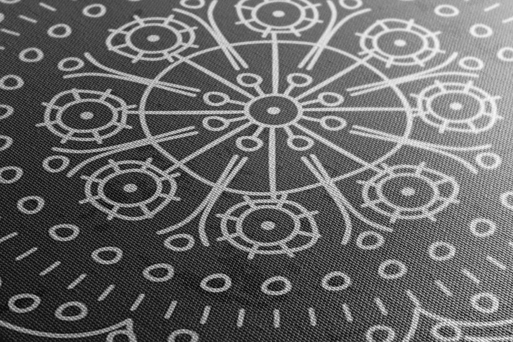 Stampa su tela – Mandala disegnata a mano in bianco e nero