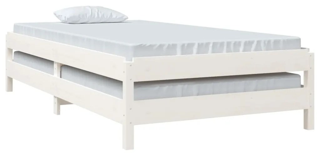 Letto impilabile bianco 90x200cm in legno massello di pino