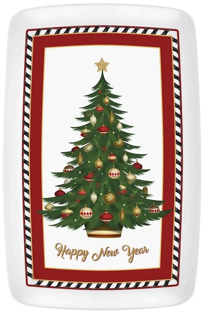 Piatto da portata Natale 35x25 cm in ceramica Albero