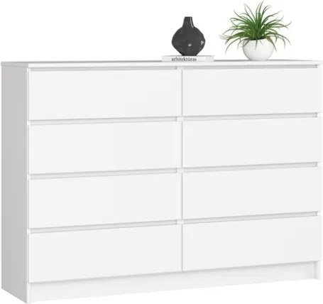 Cassettiera Credenza 140x40x100 Cm 8 Cassetti Artika Bianco Opaco